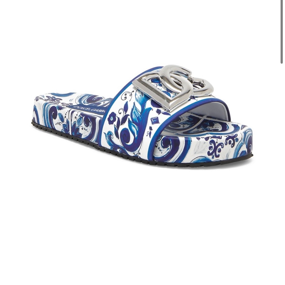 COPY - Dolce & Gabbana Logo Majolica Print Slide Sandal size 37